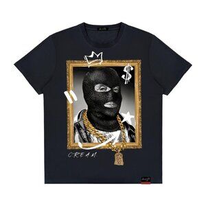 Masked Portrait Black Graphic T-Shirt